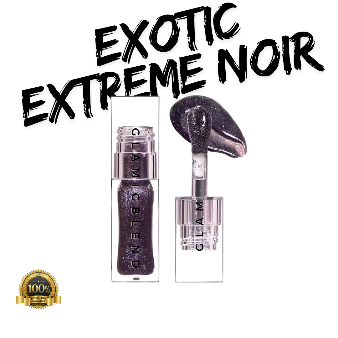 Huile à lèvres Exotic Extreme Noir, tube et applicateur