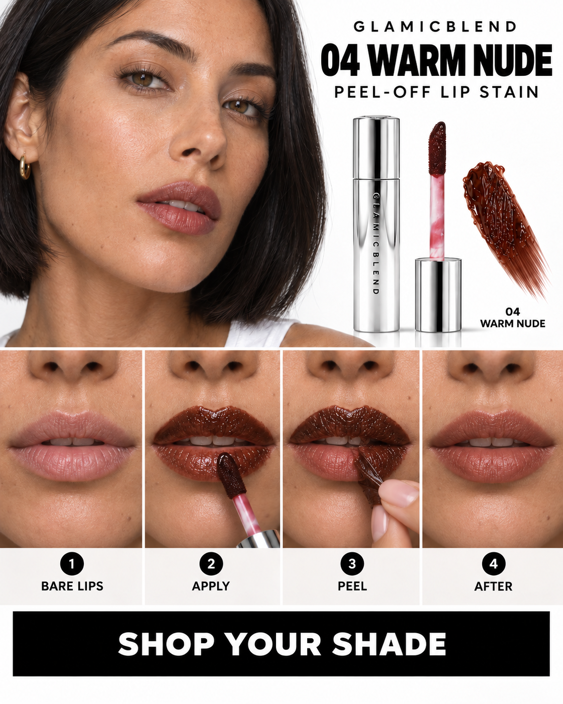 Stay-On Peel Tint nella tonalità Warm Nude: applicazione, peel-off e risultato